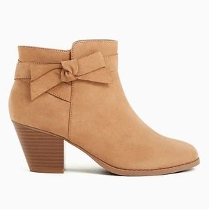Torrid Bow Detail Beige Faux Suede Booties